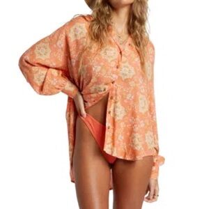 Billabong Dream Space Blouse‎ In Sweet Papaya Size Small New With Tags